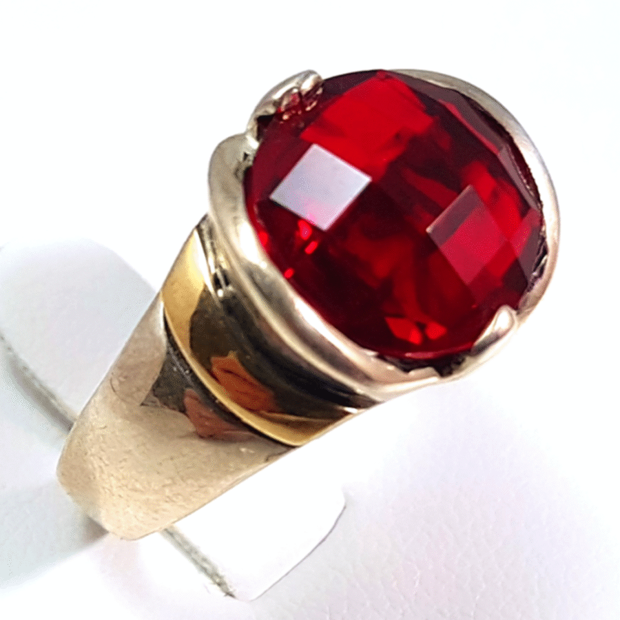 Anillo plata y oro con cristal