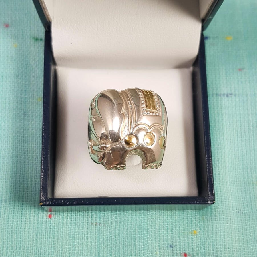 Anillo en plata y oro - Elefante