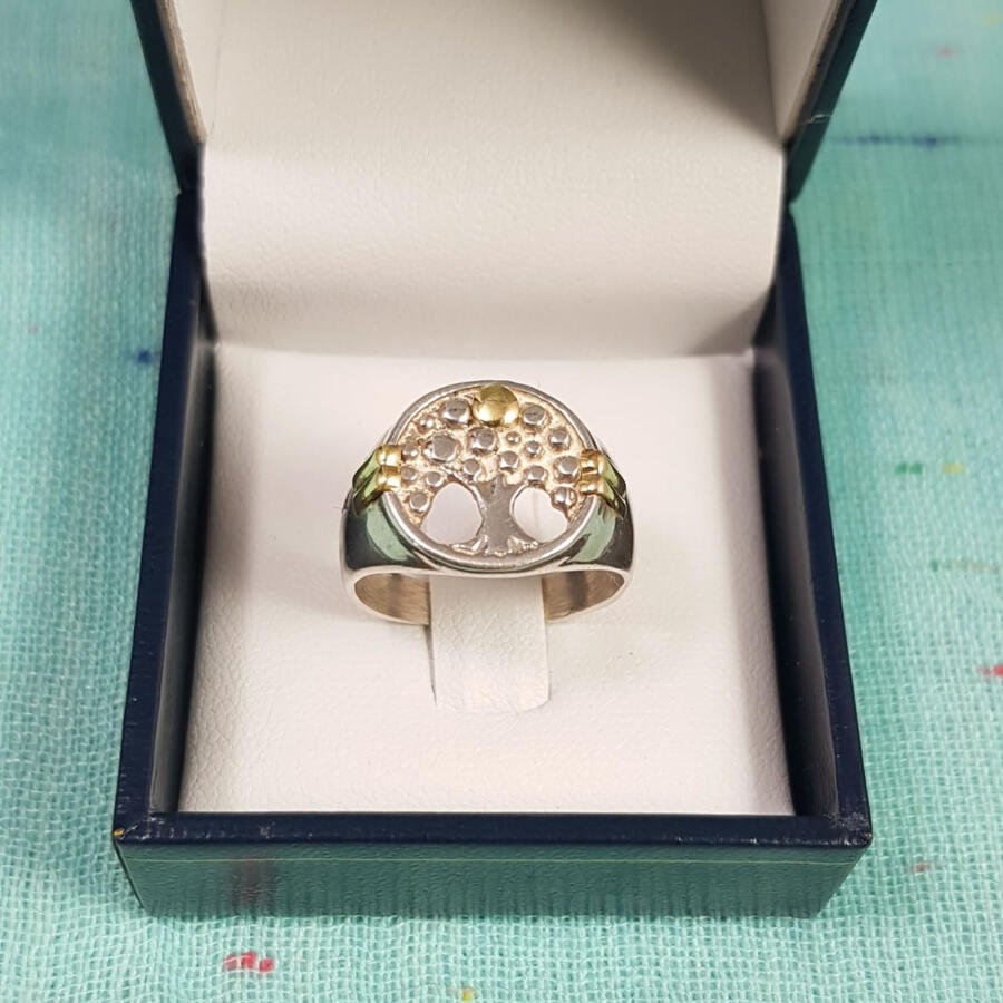 Anillo en plata y oro - Árbol de la vida