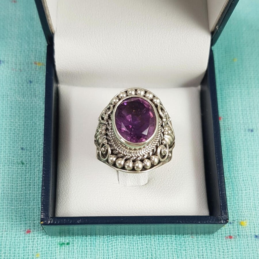 Anillo en plata 925 con Amatista - Imagen 2