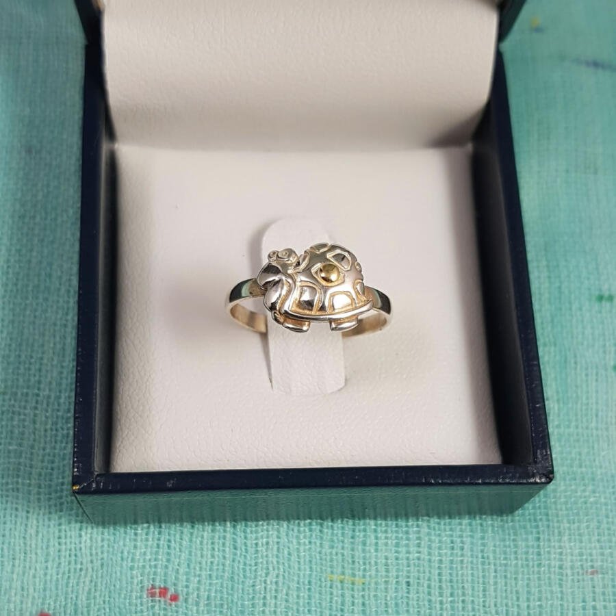 Anillo en plata y oro - Tortuga