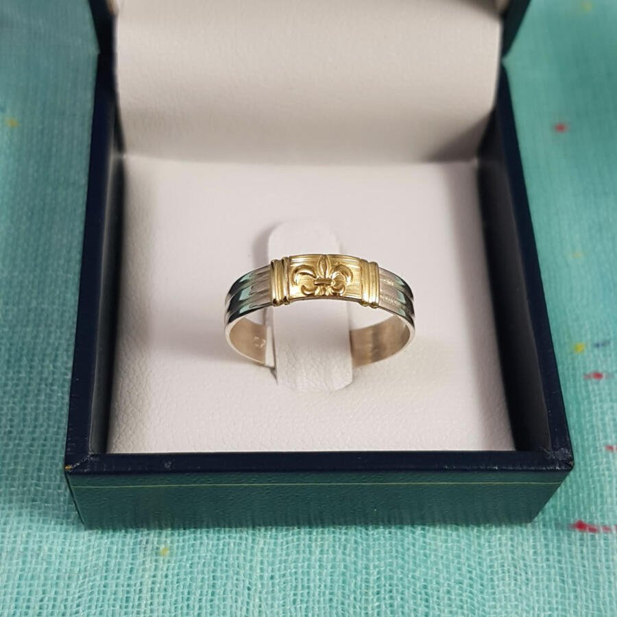 Anillo en plata y oro - Flor de lis
