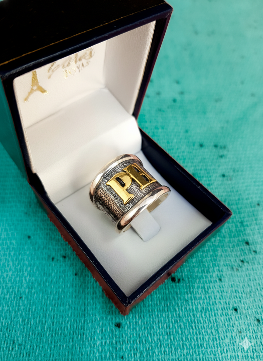 Anillo sello con iniciales en plata y oro - London - Imagen 2