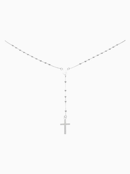 Rosario en plata 925, 60 cm, cuentas de 3 mm — hombre y mujer