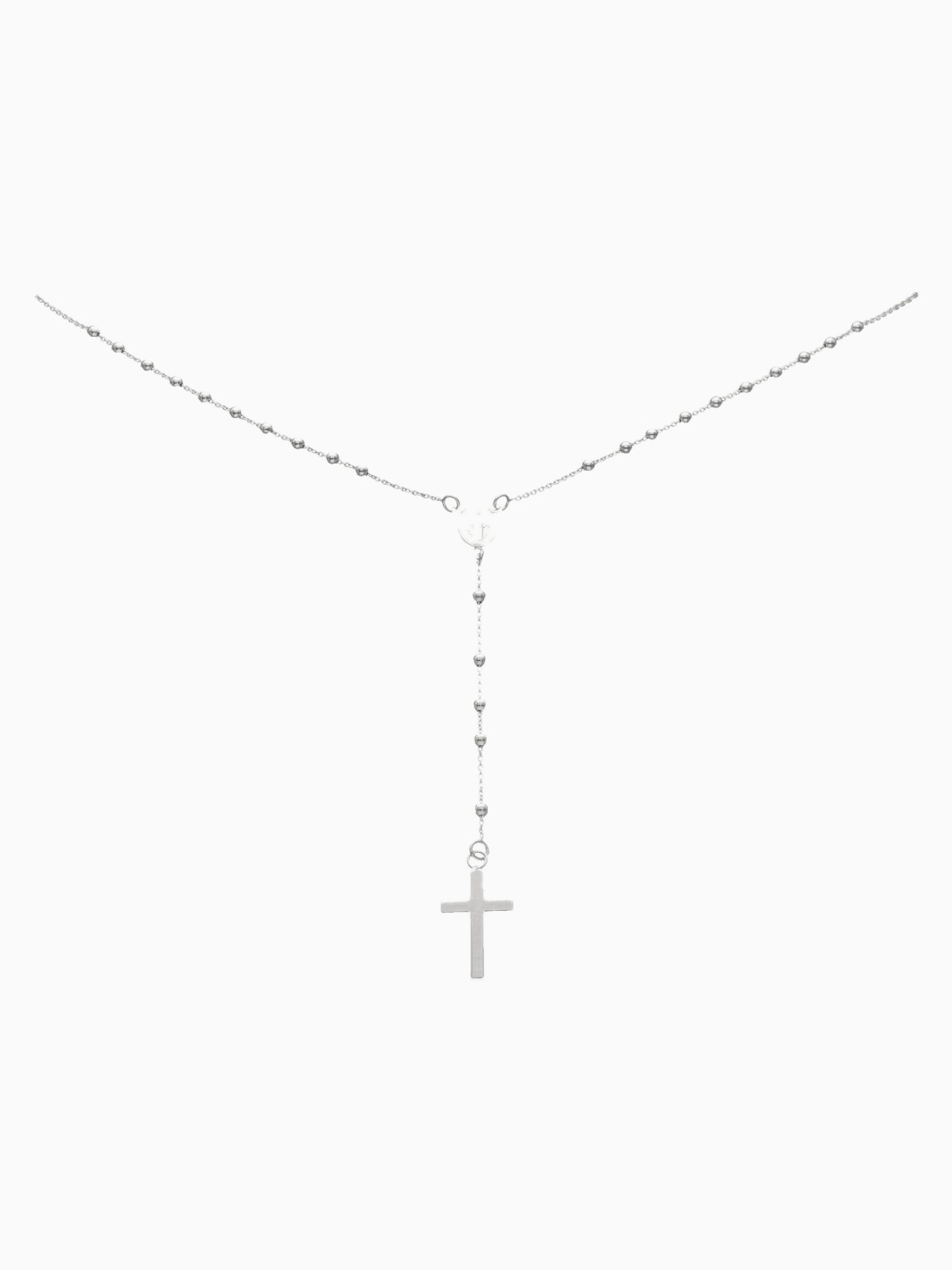 Rosario en plata 925, 60 cm, cuentas de 3 mm — hombre y mujer