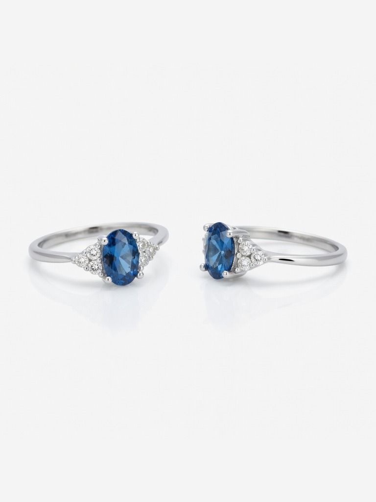 Anillo en plata 925 solitario con zirconias azul