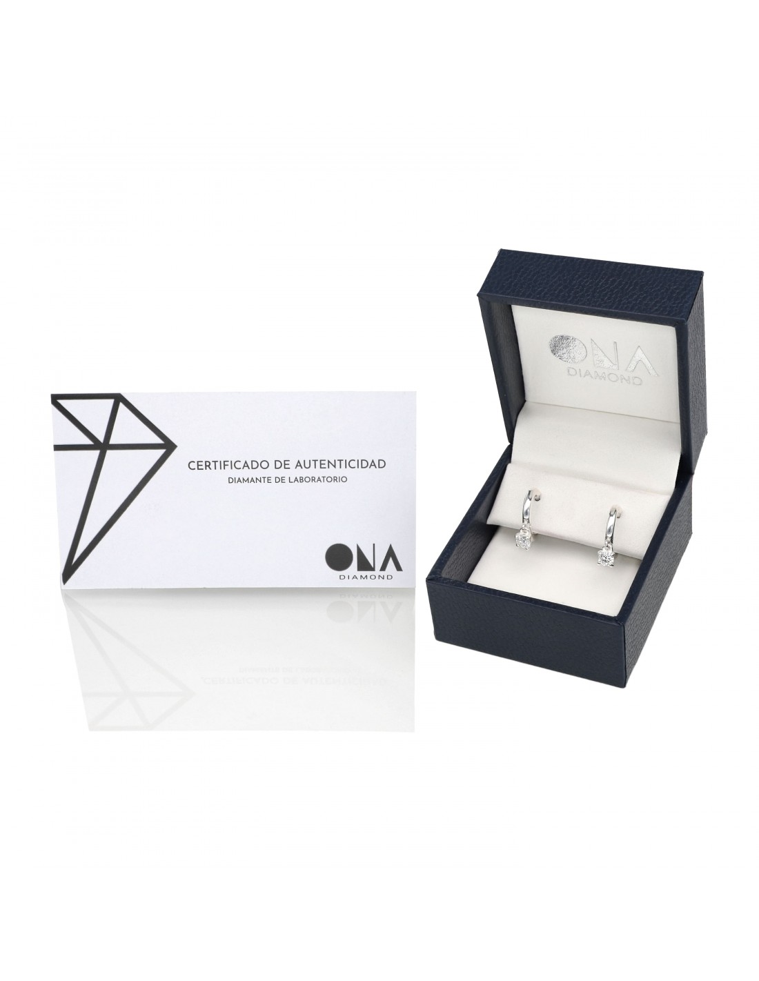 Caravanas ONA Diamantes en plata 925 - 0.32 ct. Aro con engarce 4 puntas - Imagen 3