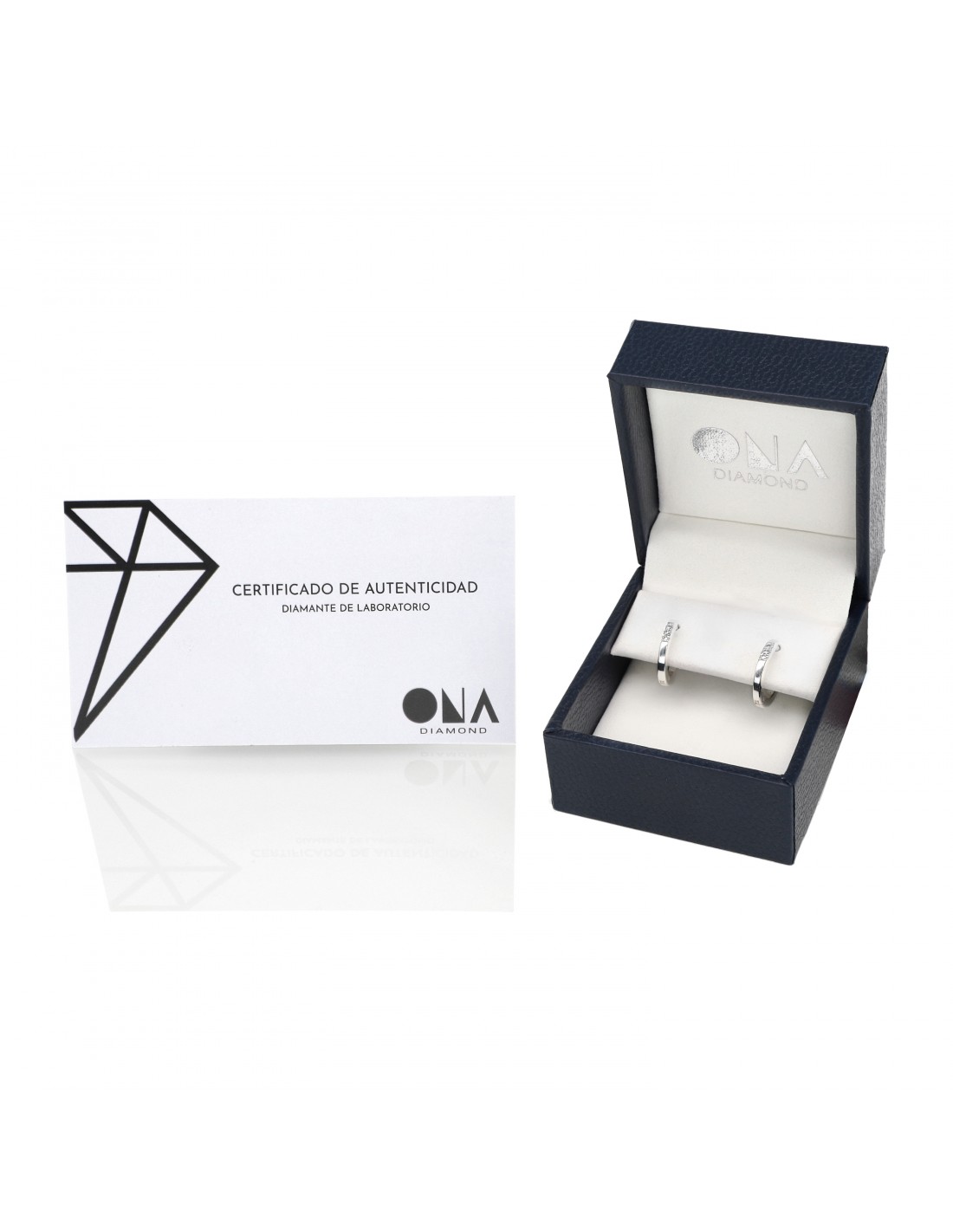 Caravanas ONA Diamantes en plata 925 - 0.054 ct. Aro con 3 diamantes - Imagen 3