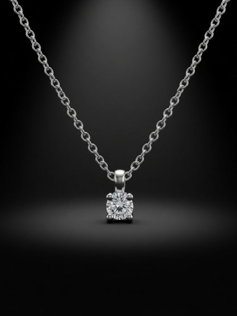 Conjunto en plata 925 punto de luz con diamante 0.1ct con engarce 4 puntas