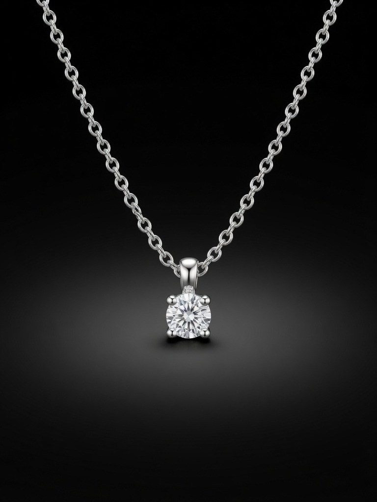 Conjunto en plata 925 punto de luz con diamante 0.1ct con engarce 4 puntas - Imagen 2