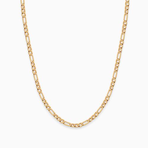 Cadena Fígaro de oro amarillo 18K, eslabón 3+1, 60 cm
