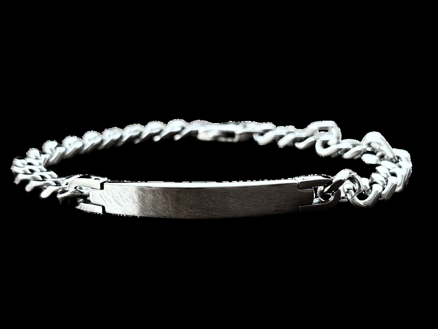 Pulsera AYNI de acero con placa y cadena barbada