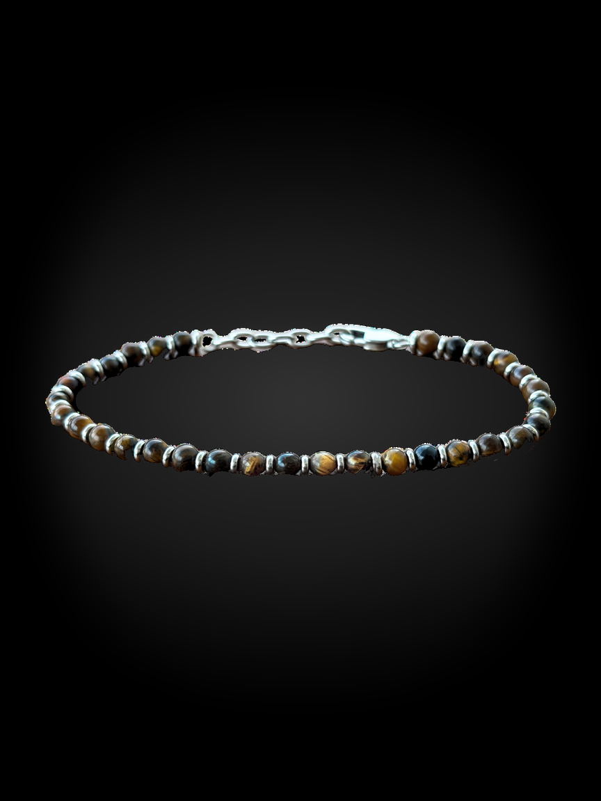 Pulsera AYNI de piedras ojo de tigre y acero